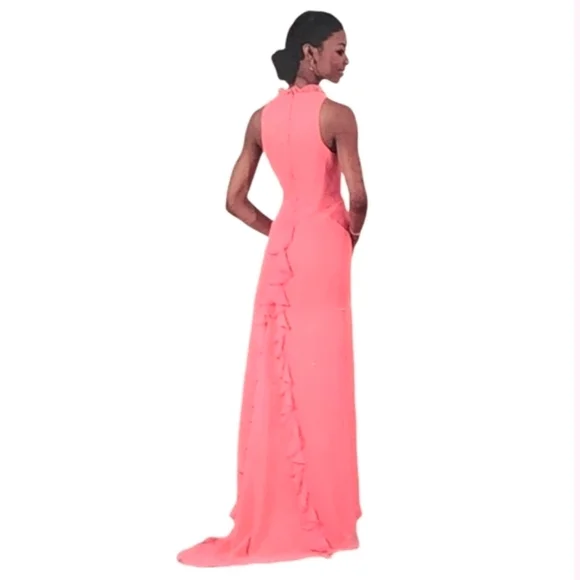 Silhouette's Gown Sleeveless Floor Length Coral Size 8 - Picture 2 of 13